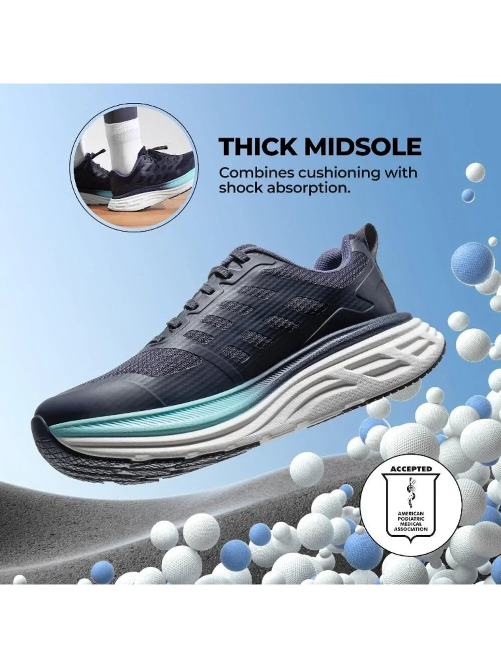 Women's Blue Breathable Walking Shoes Lace Up No Heel Round Toe Athletic Sneaker